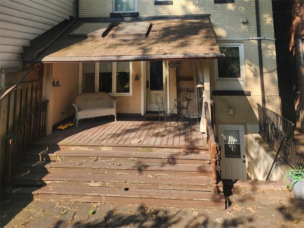 Old wooden deck in Downtown Toronto before renovation