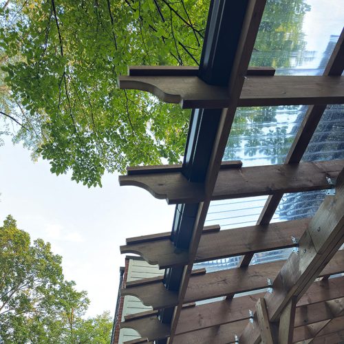 Ppolycarbonate roof of the deck in Downtown Toronto